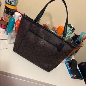 Coach Brown and Black Monogram Tote